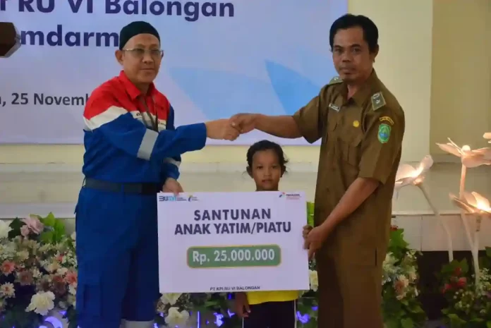 pertamina berikan santunan 25 juta untuk anak yatim di kiarasari